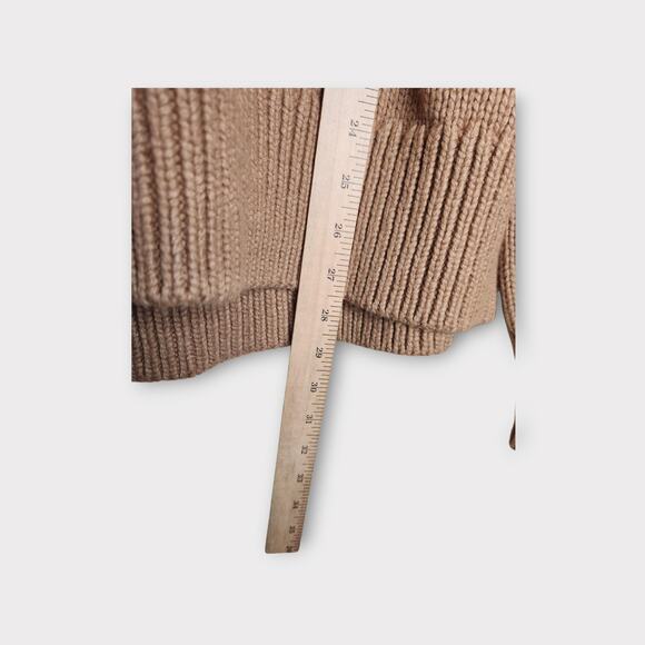 NEW Banana Republic Womens Tan Cable Knit Crewneck Sweater XL Cozy Knit - Picture 9 of 10